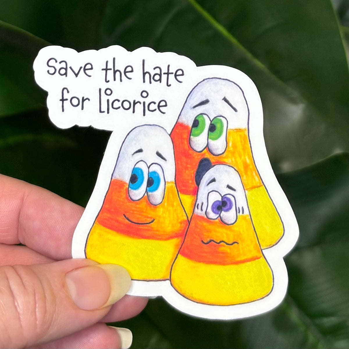 Save the Hate for Licorice Sticker | Funny Candy Corn Sticker | Halloween Vinyl Sticker | Cute Fall Candy Sticker | 3 Inch Laminated Decal