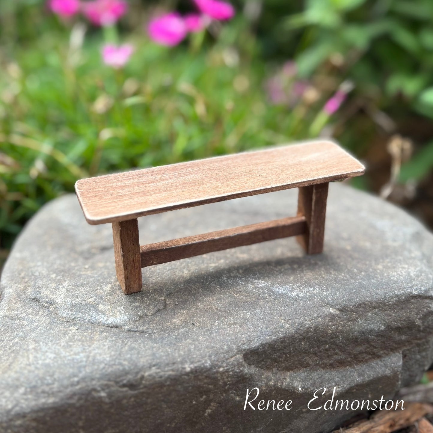 Miniature Rustic Finished Wooden Bench 1:12 Scale