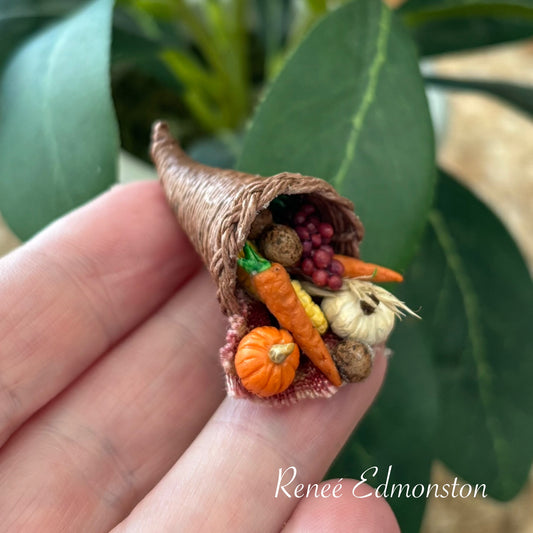 Miniature Cornucopia Horn of Plenty 1:12 Scale Handmade