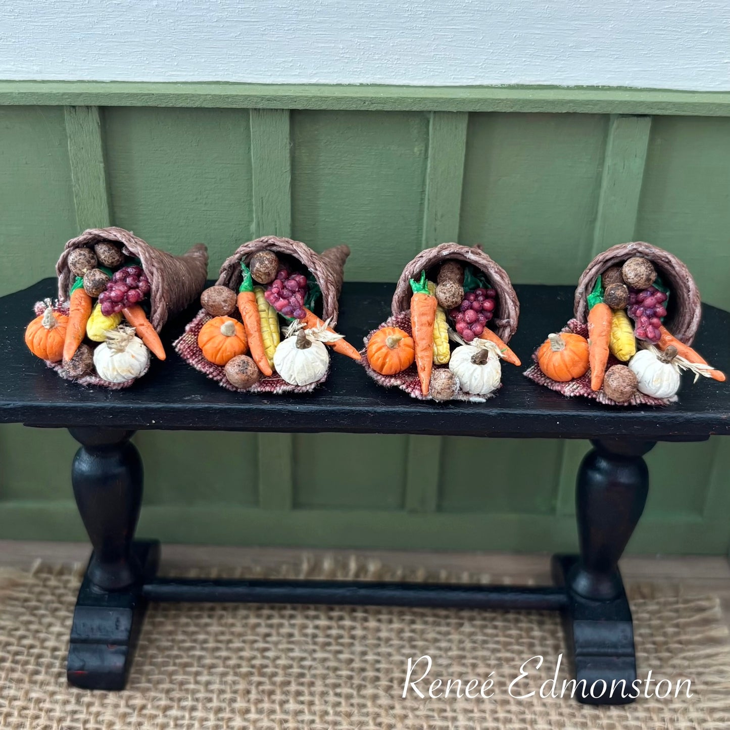 Miniature Cornucopia Horn of Plenty 1:12 Scale Handmade