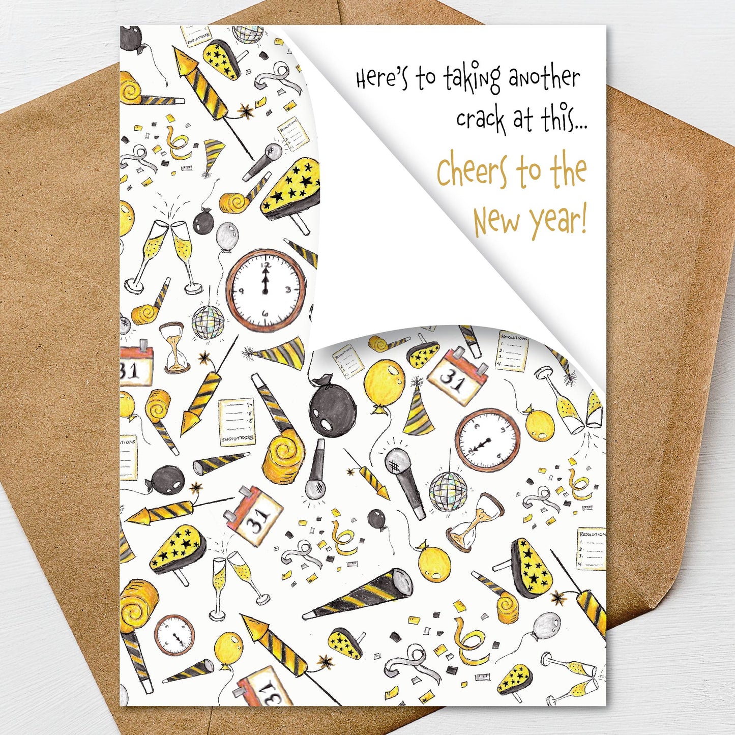 Printable Here's to taking another crack at this Happy New Year Greeting Card