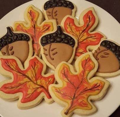 Decorated Cookies - Fall Leaves & Acorns