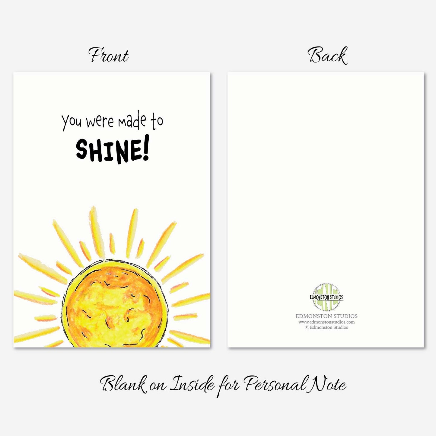 You Were Made to Shine Greeting Card: Hand-Drawn A7 Linen Card