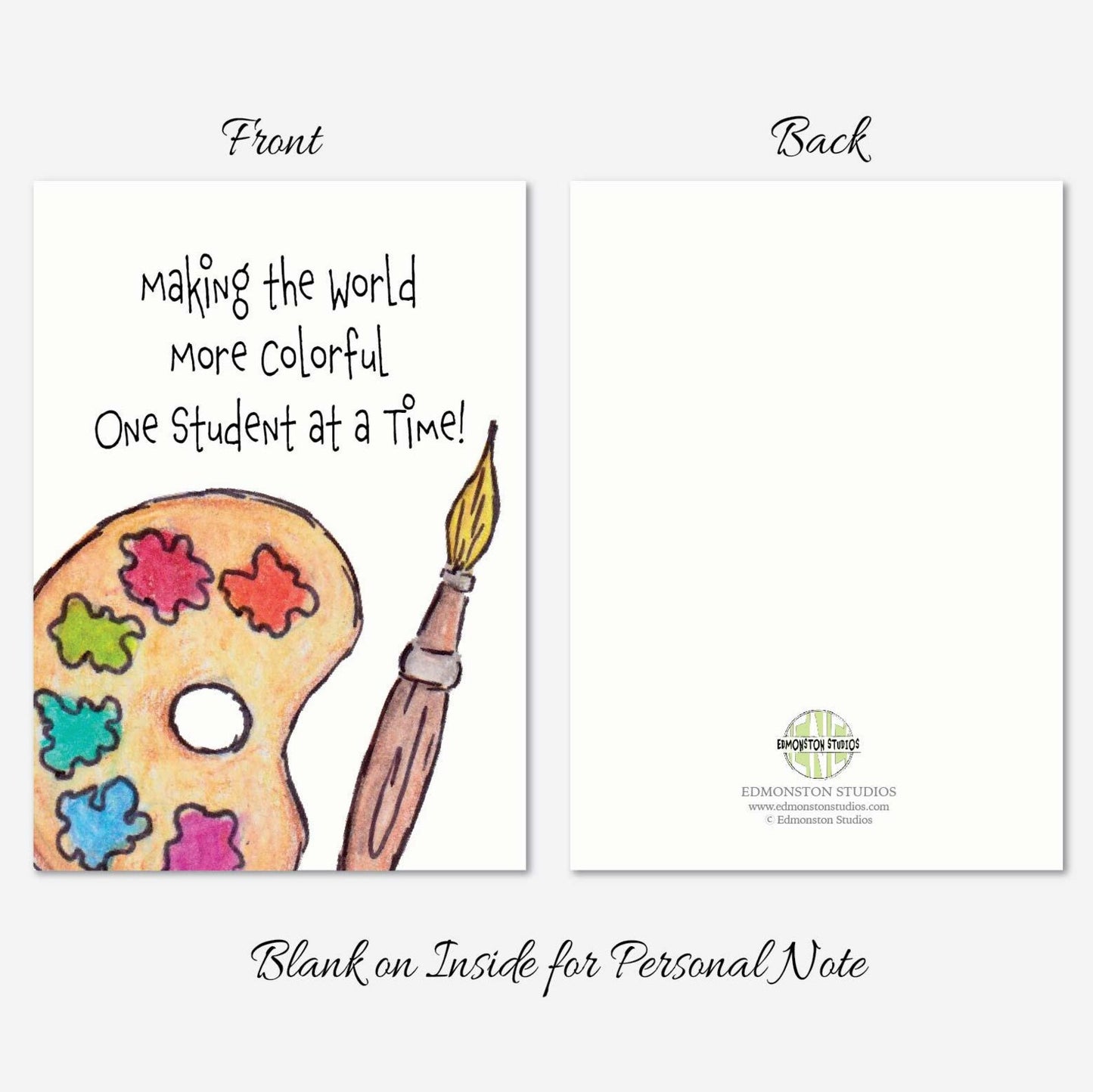 Art Teacher Appreciation Card, First Day of School Art Teacher Gift, Creative Teacher Greeting Card, Art Classroom Thank You, Appreciation