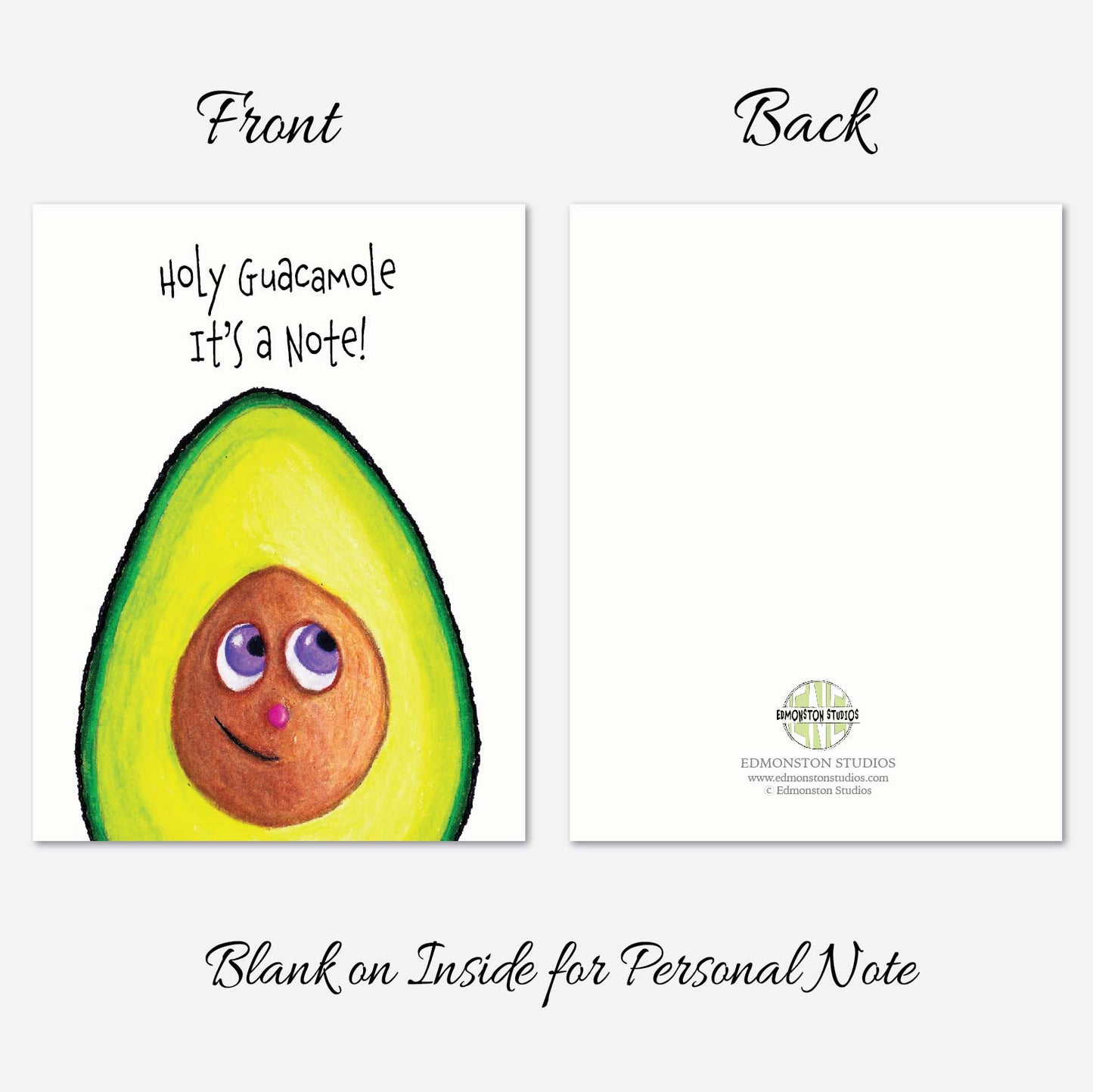Avocado notecards printed on premium textured cardstock