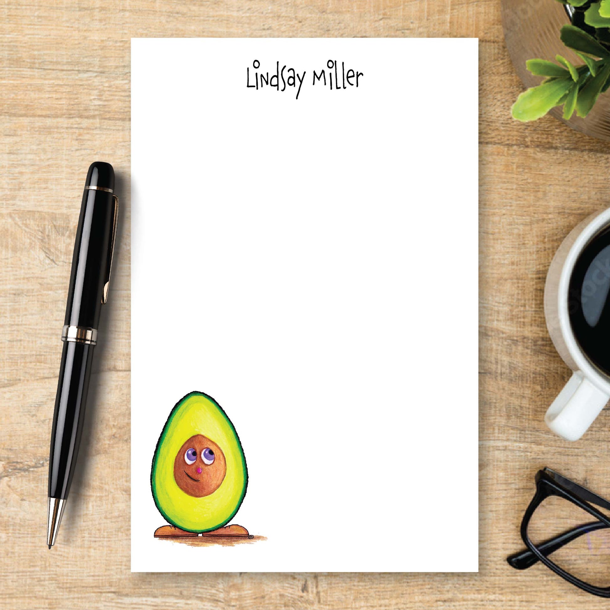Personalized Avocado Notepad Unlined