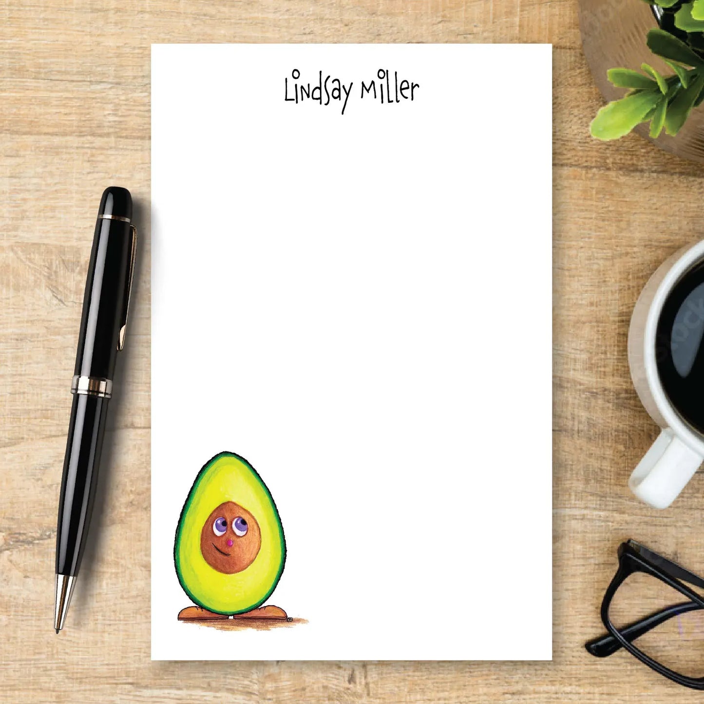 Personalized Avocado Notepad Cute Memo Pad Food Lover Gift Fun Stationery