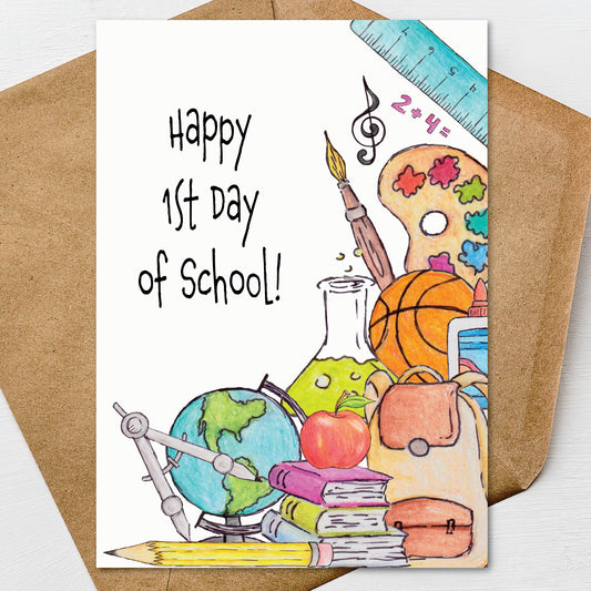 Printable Happy 1st Day of School Card Back to School Greeting Card
