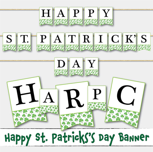 Printable Happy St. Patrick's Day Sign Banner Two Sizes Included