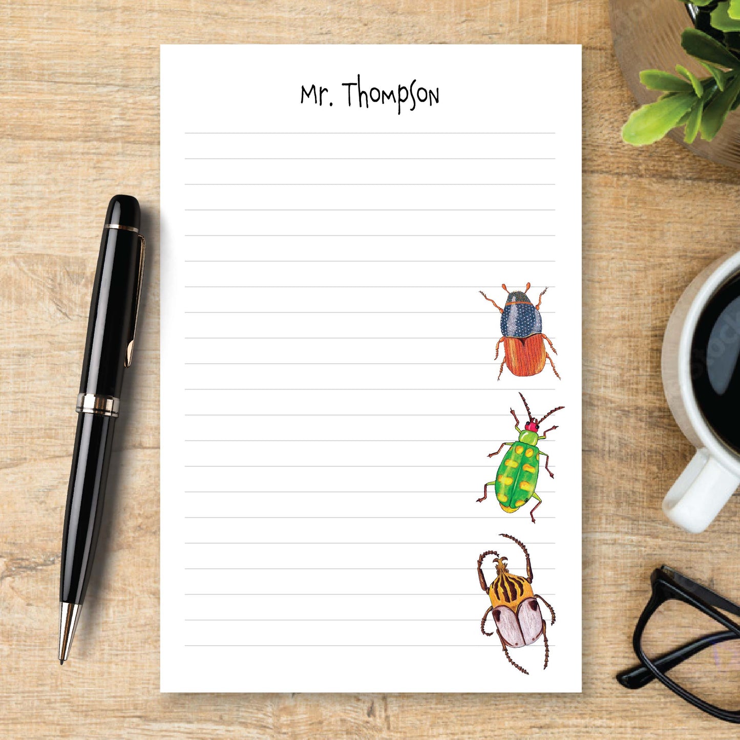 Personalize Beetle Notepad Bug Fun Lined