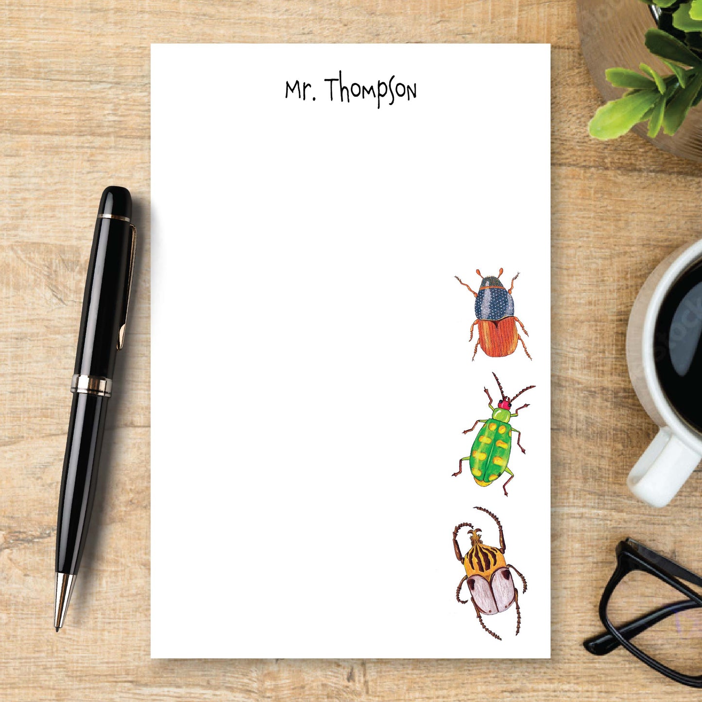 Personalize Beetle Notepad Bug Fun Unlined
