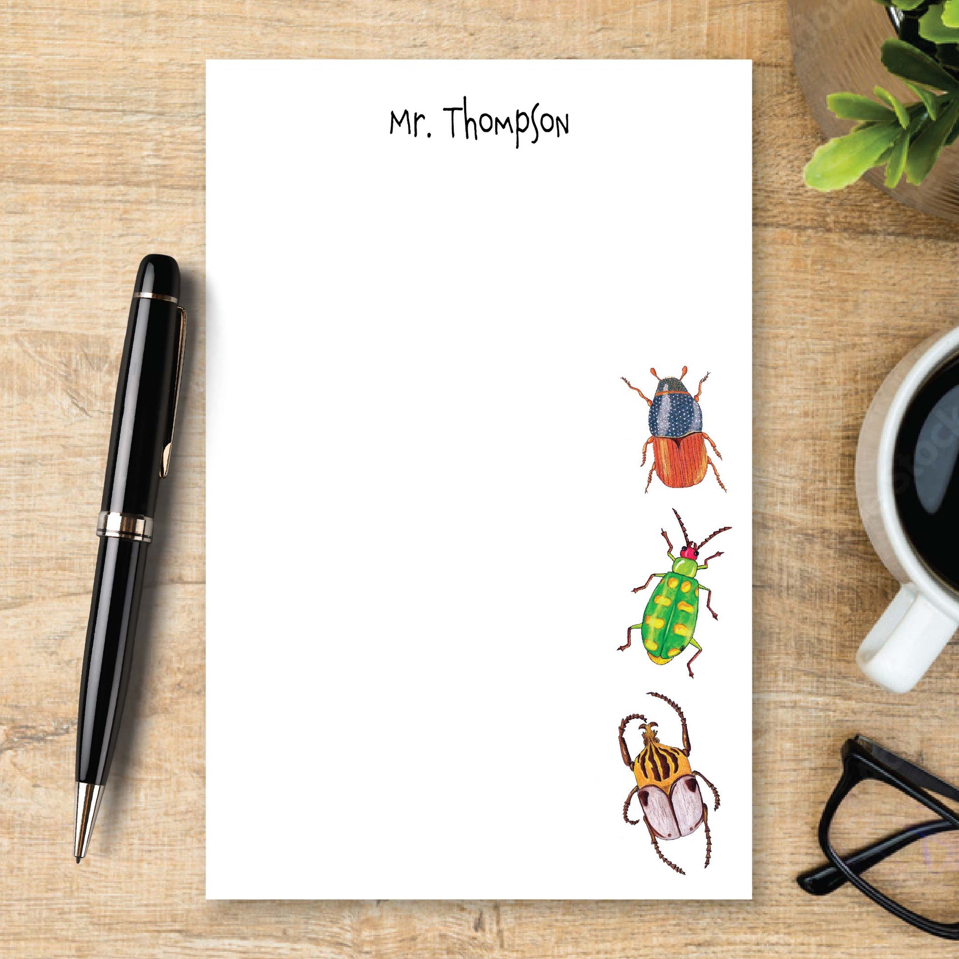 Personalize Beetle Notepad Bug Fun Unlined