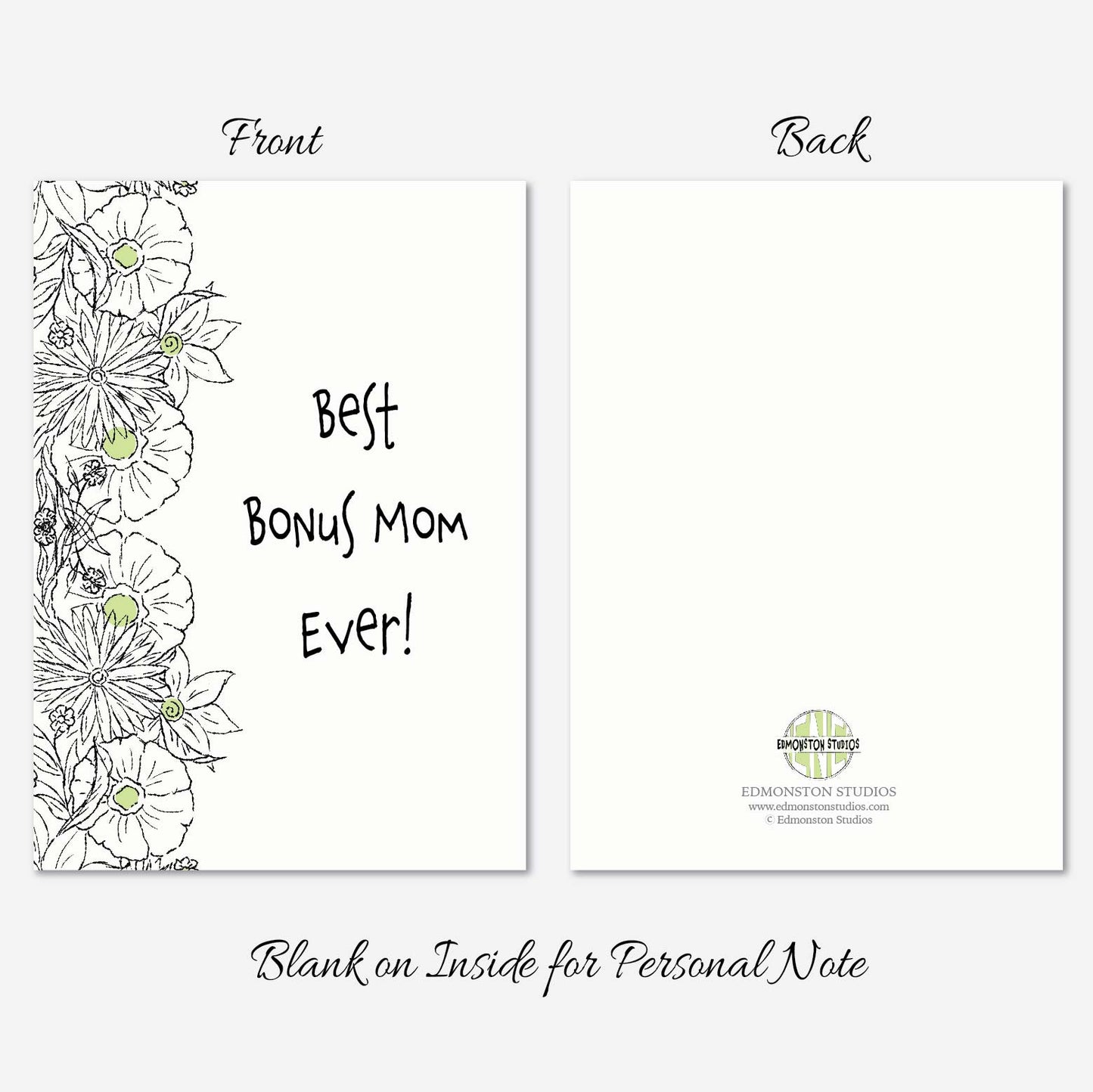 Best Bonus Mom Ever Happy Mothers Day Card A7 5x7 on Textured Linen
