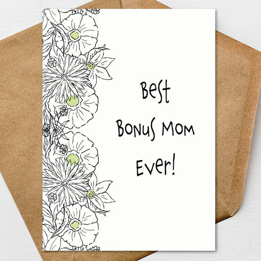 Best Bonus Mom Ever Happy Mothers Day Card A7 5x7 on Textured Linen
