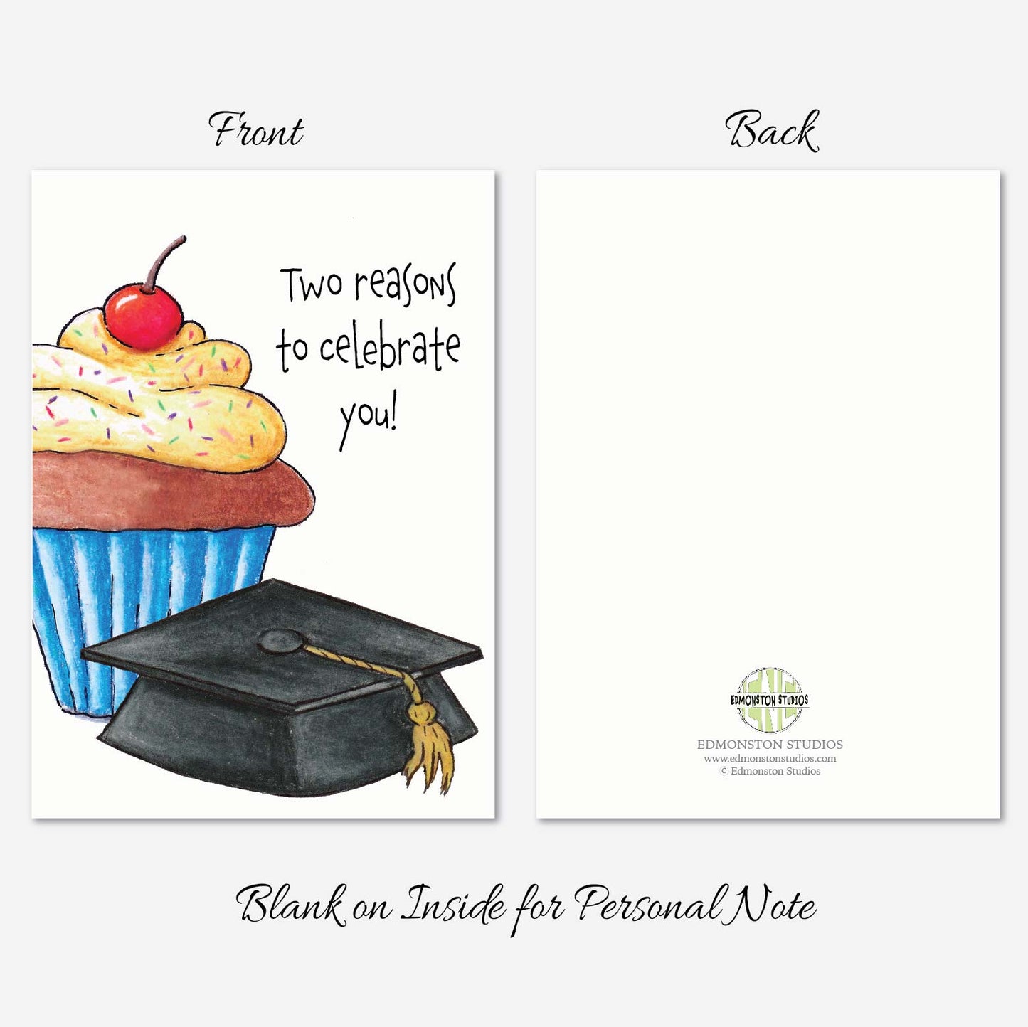 Happy Birthday Graduation Card A7 5x7 on Textured Linen | Blank, Standard Greeting, or Personalized