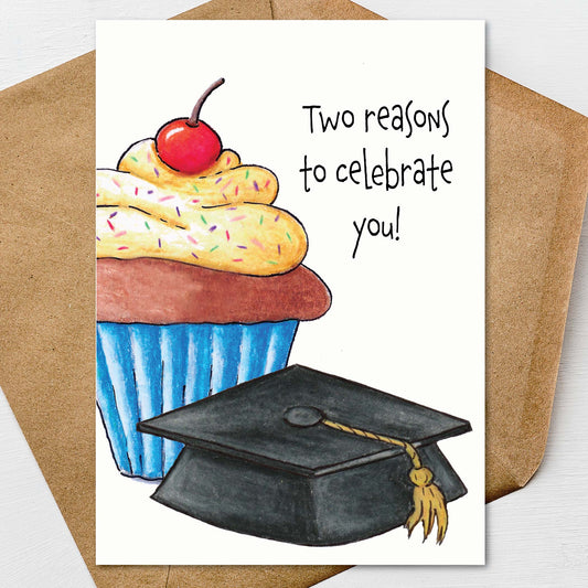 Happy Birthday Graduation Card A7 5x7 on Textured Linen | Blank, Standard Greeting, or Personalized