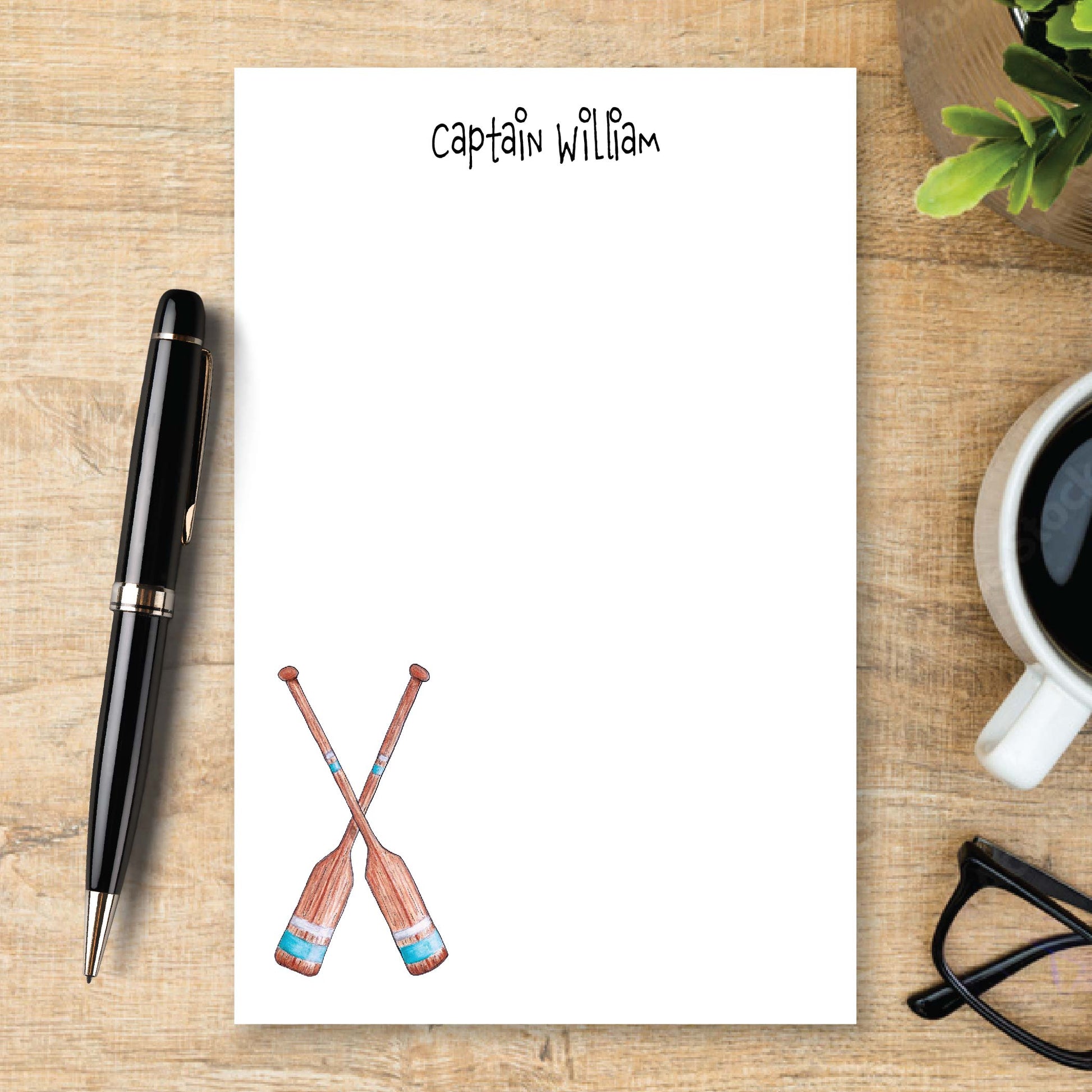 Personalize Nautical Boat Oars Notepad Unlined