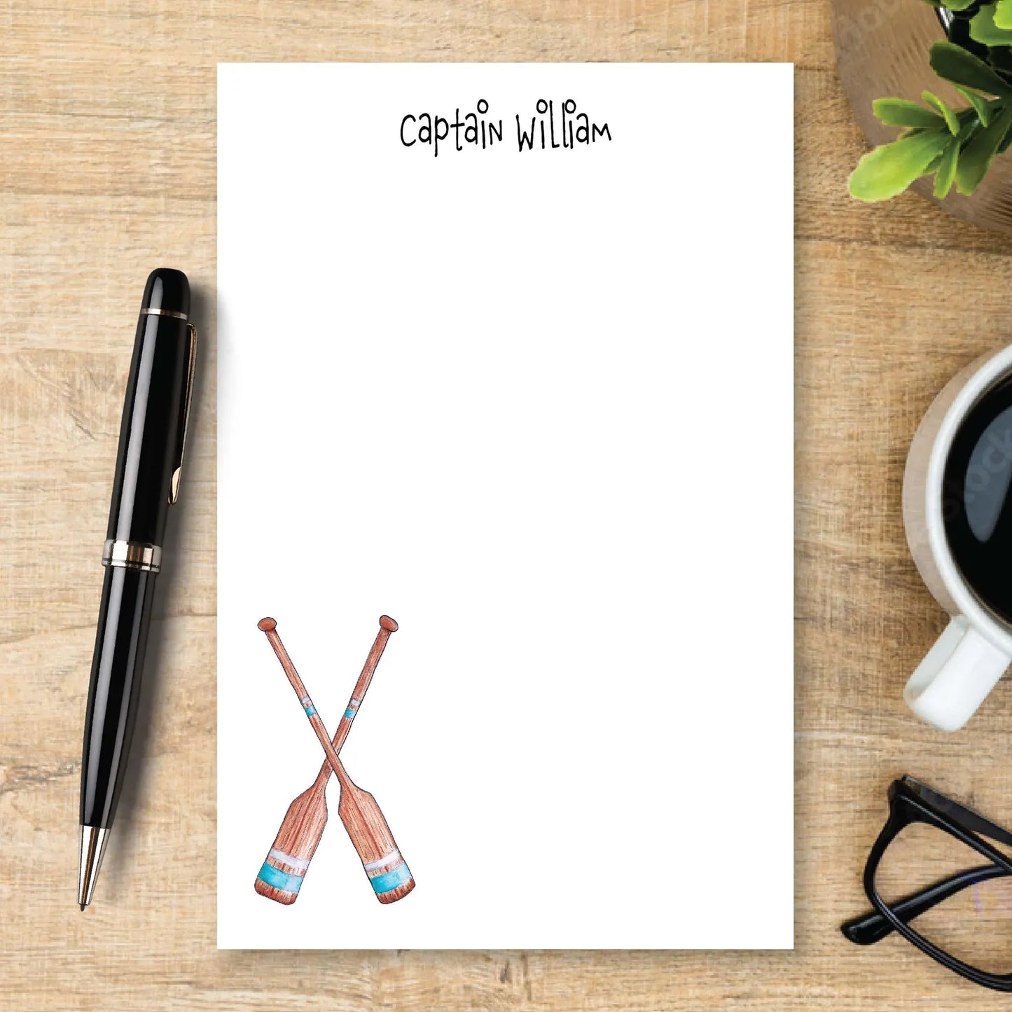 Personalized Boat Oars Notepad Nautical Memo Pad Rowing Gift Beach Stationery