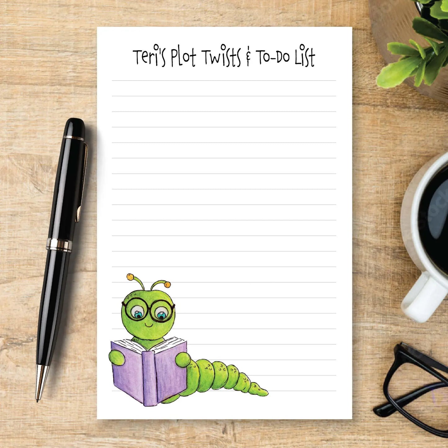 Personalized Bookworm Notepad, Reader Gift, Librarian Notepad, Book Lover Stationery, Custom Note Pad, Teacher Gift, Reading Journal Paper