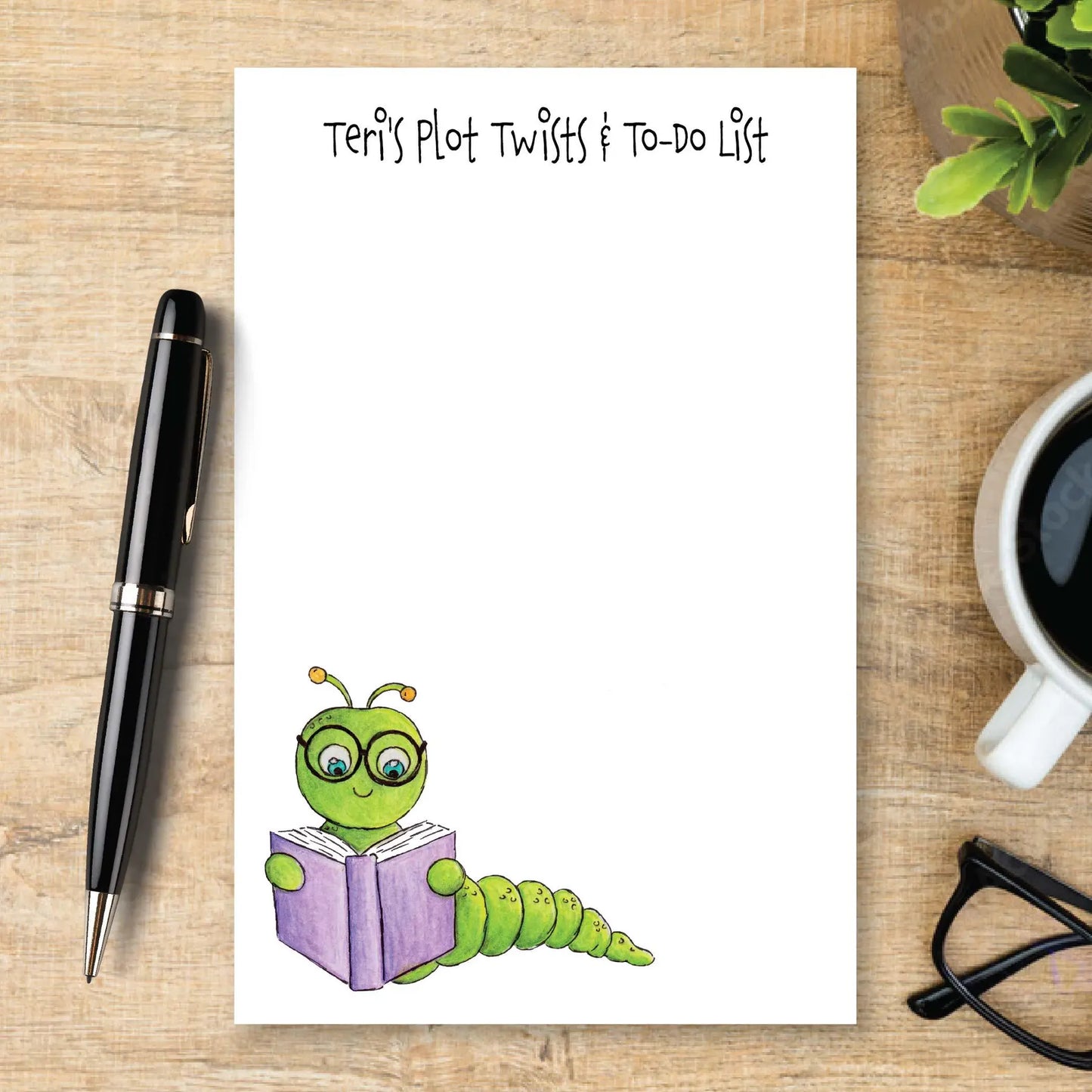 Personalized Bookworm Notepad, Reader Gift, Librarian Notepad, Book Lover Stationery, Custom Note Pad, Teacher Gift, Reading Journal Paper