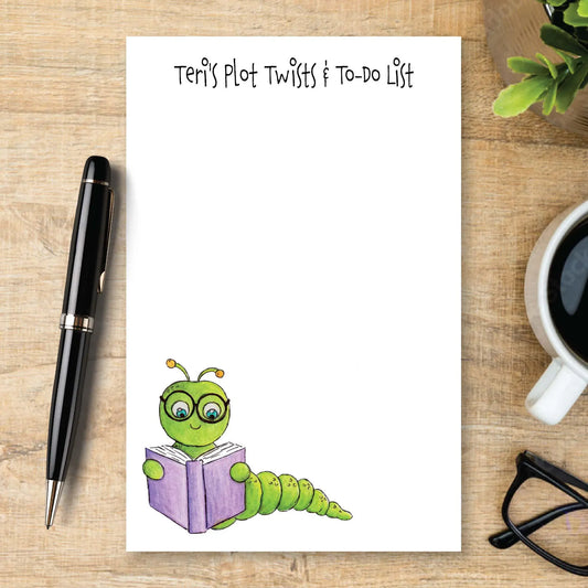 Personalized Bookworm Notepad, Reader Gift, Librarian Notepad, Book Lover Stationery, Custom Note Pad, Teacher Gift, Reading Journal Paper