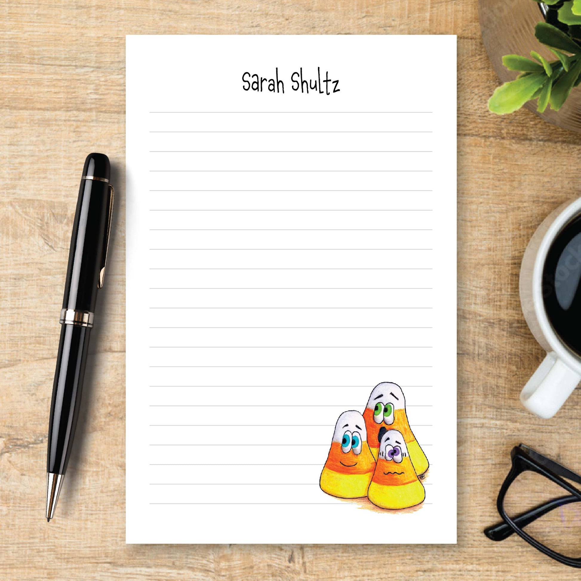 Personalized Candy Corn Halloween Notepad Lined