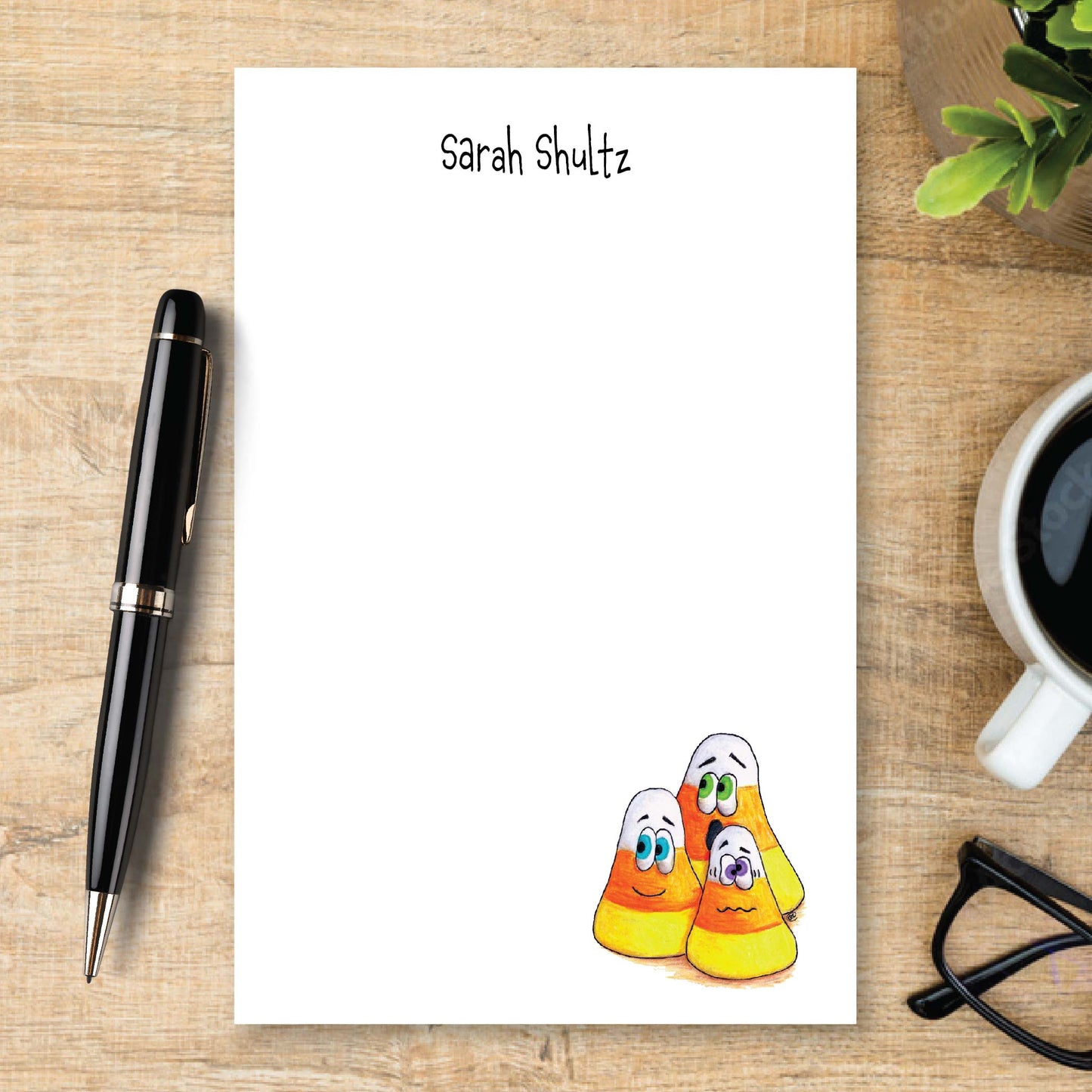 Personalized Candy Corn Halloween Notepad Unlined