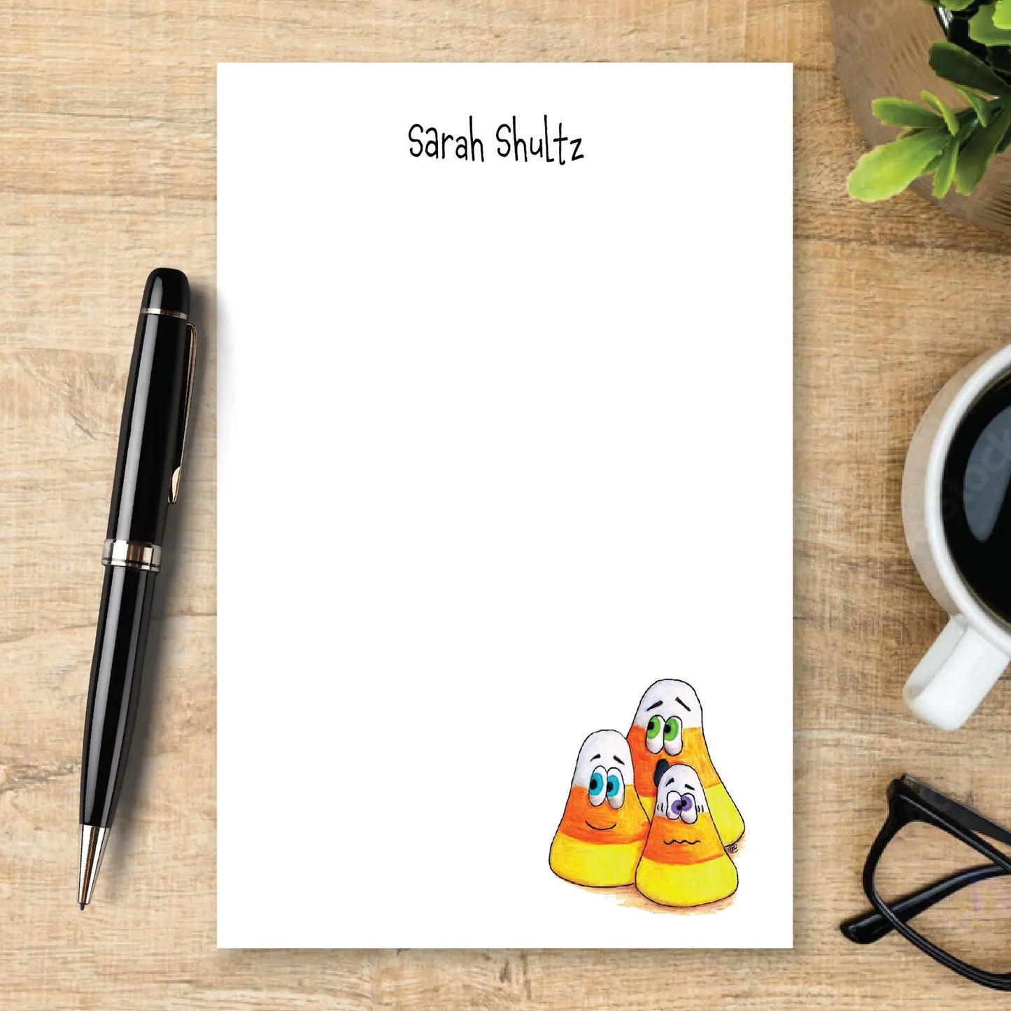 Personalized Candy Corn Notepad Halloween Stationery Cute Memo Pad Fall Writing Paper Gift
