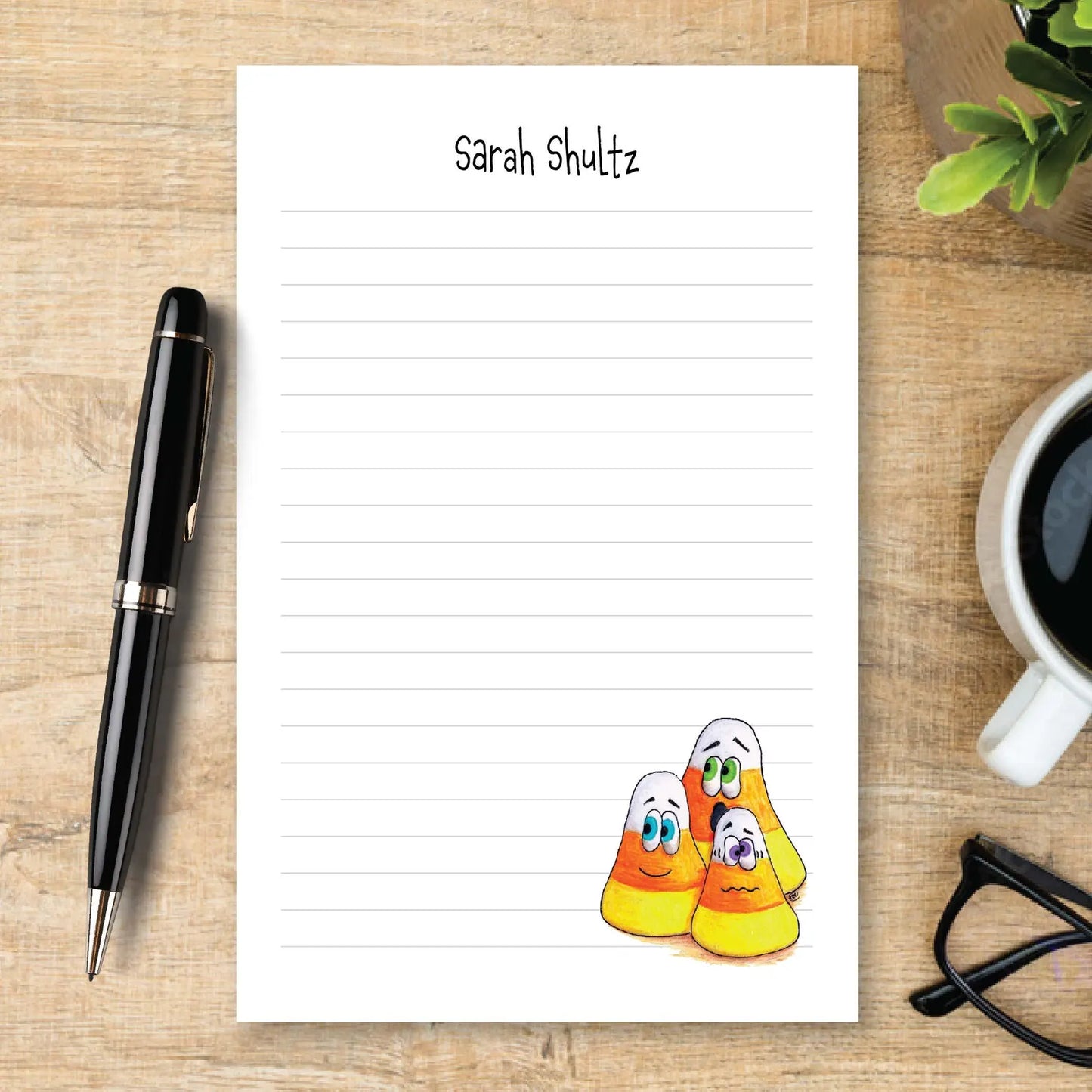 Personalized Candy Corn Notepad Halloween Stationery Cute Memo Pad Fall Writing Paper Gift