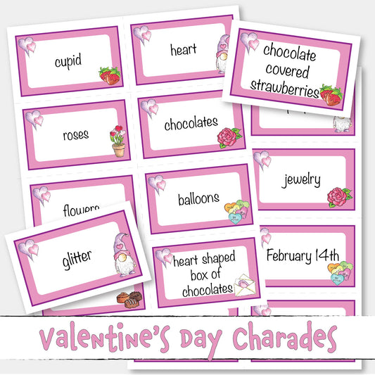 Printable Valentine's Day Charades Party Game Activity