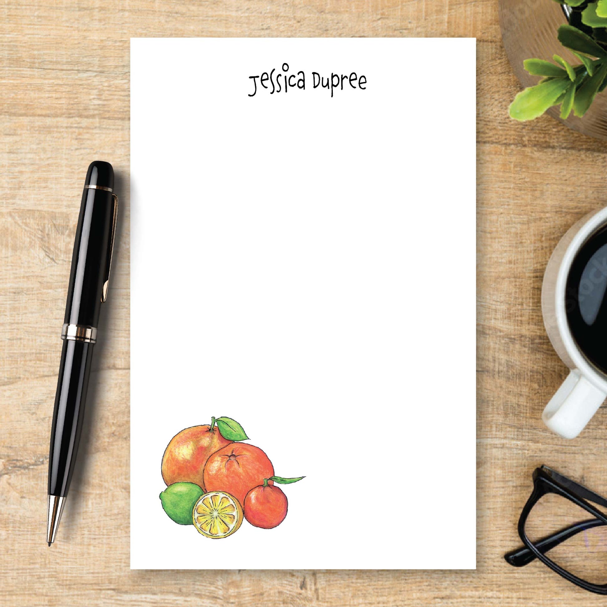 Personalized Citrus Notepad Unlined with Orange Lemon and Lime