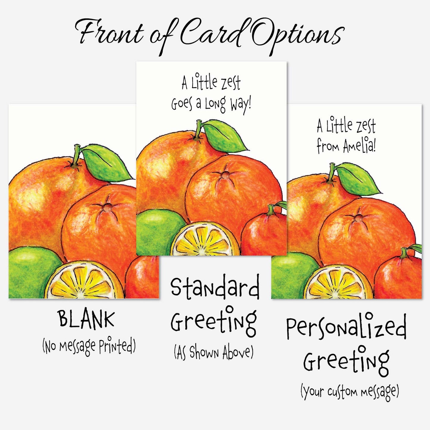 Set of six citrus notecards featuring original fruit illustrations