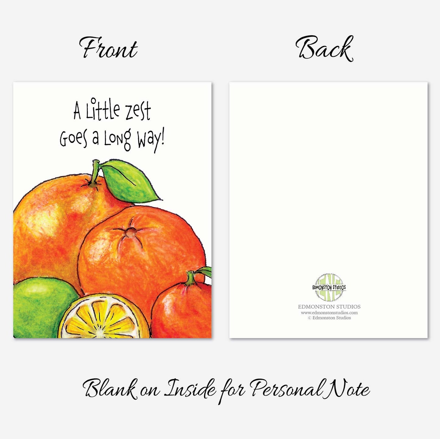 Citrus notecards printed on premium textured cardstock

