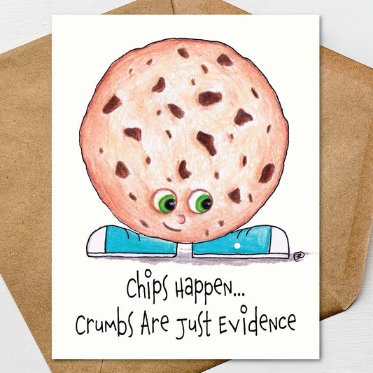 Chocolate chip cookie notecard set featuring hand illustrated cookie artwork and playful stationery design