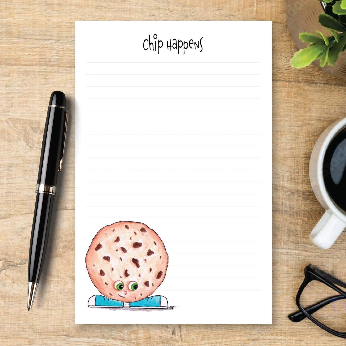 Funny Cookie Notepad, Personalized Cookie Memo Pad, Chip Happens Cookie Gift, Cute Food Stationery, Teacher Coworker Gift