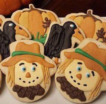Decorated Cookies - Scarecrow, Crows & Pumpkins