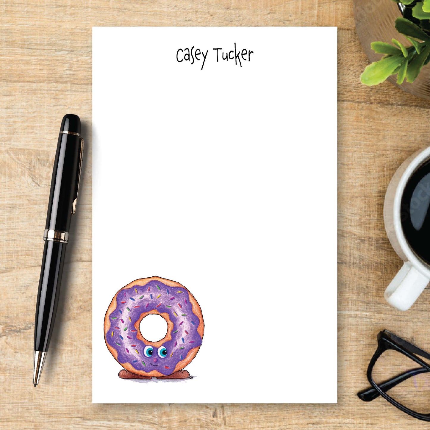Personalized Sprinkled Donut Notepad Unlined