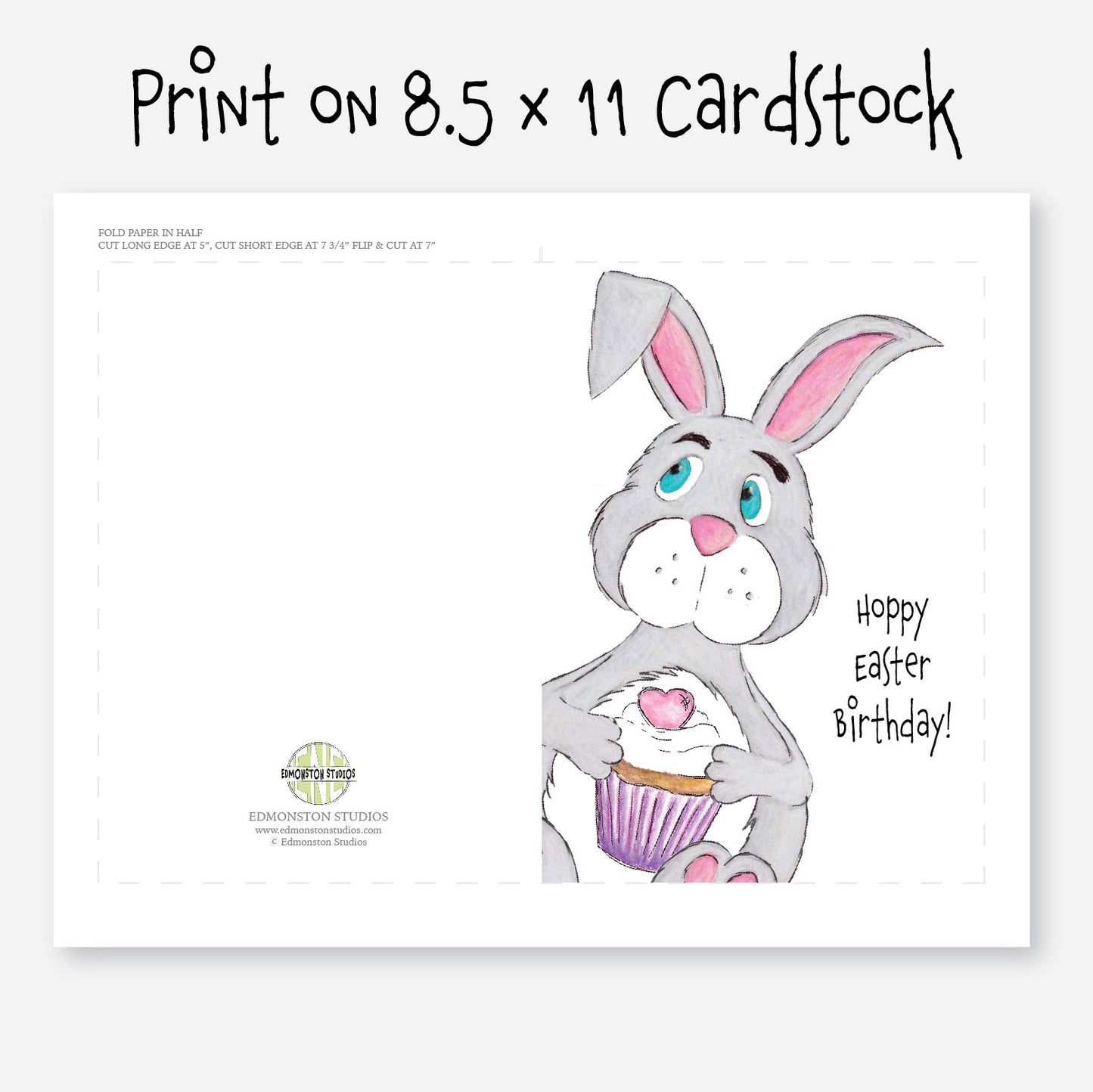 Printable Happy Easter Birthday Greeting Card