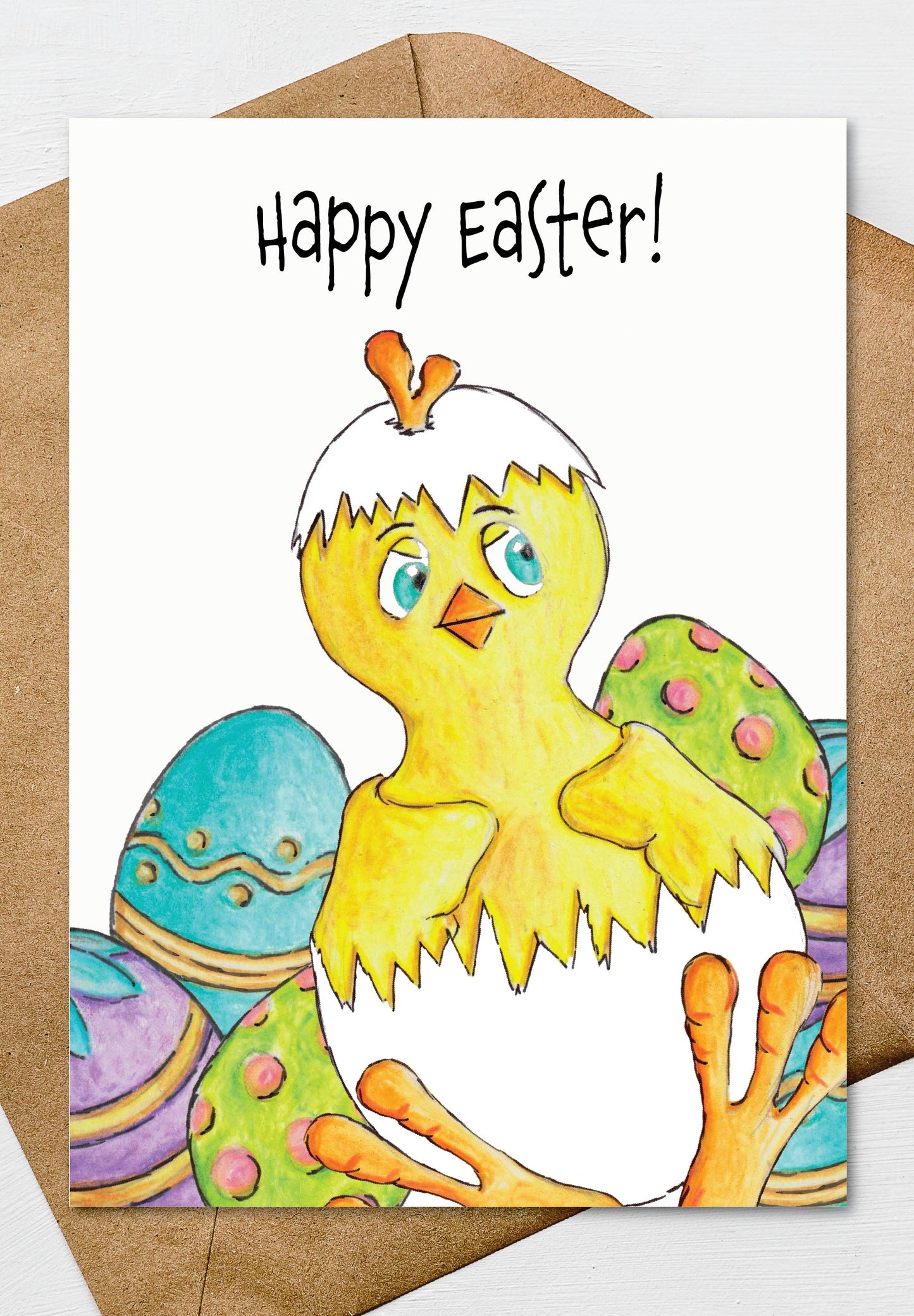 Printable Happy Easter Baby Chick Greeting Card
