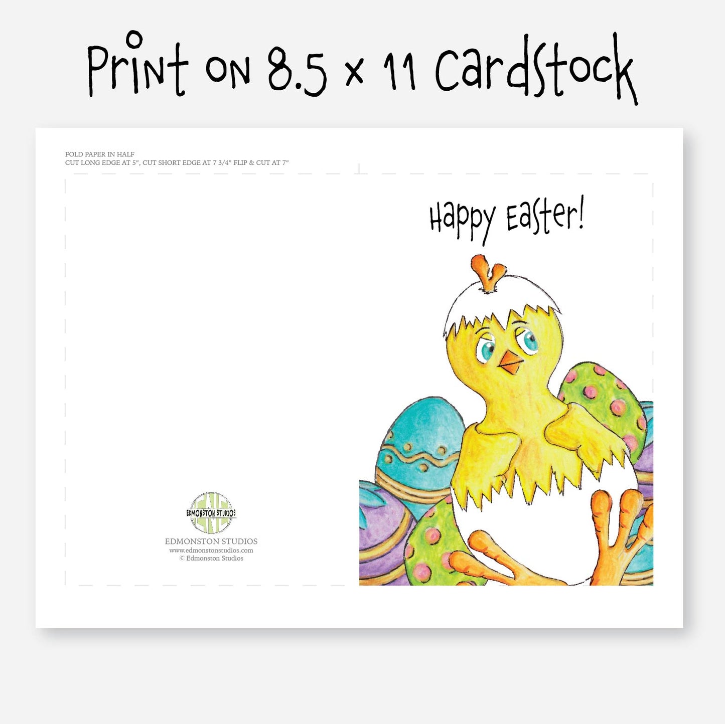 Printable Happy Easter Baby Chick Greeting Card