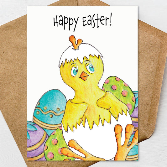 Printable Happy Easter Baby Chick Greeting Card