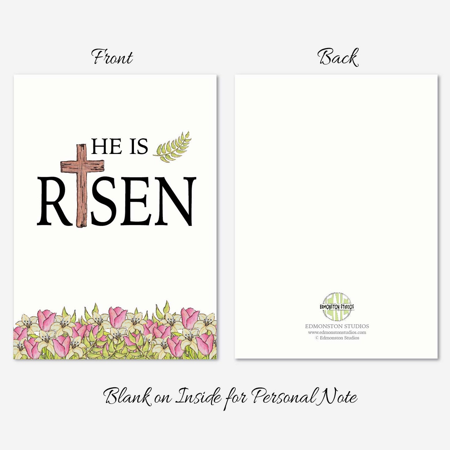 He is Risen Easter Card A7 5x7 on Textured Linen