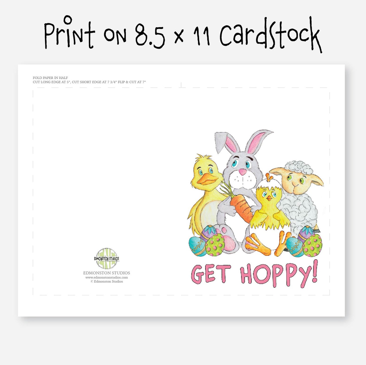 Printable Get Hoppy Happy Easter Greeting Card