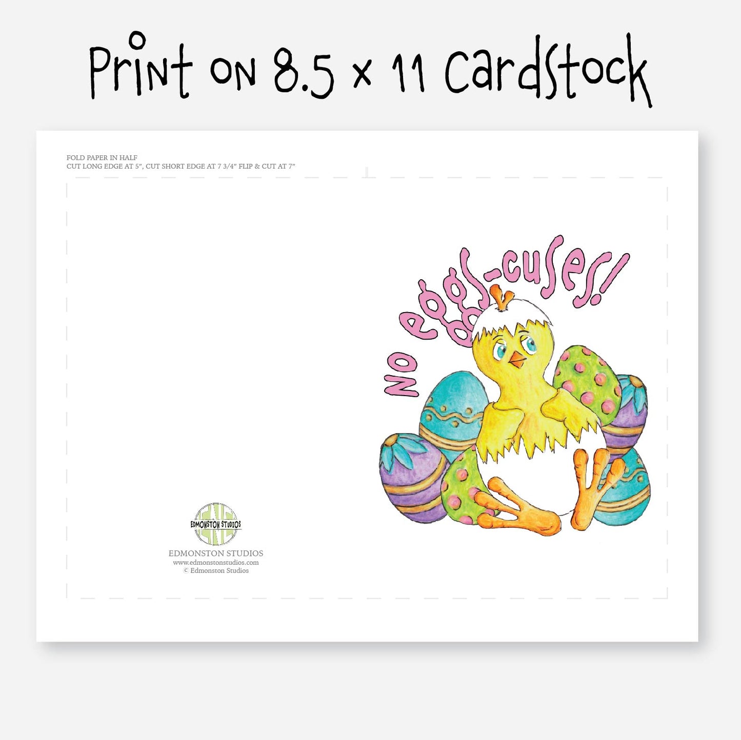 Printable No Eggs-cuses Happy Easter Greeting Card