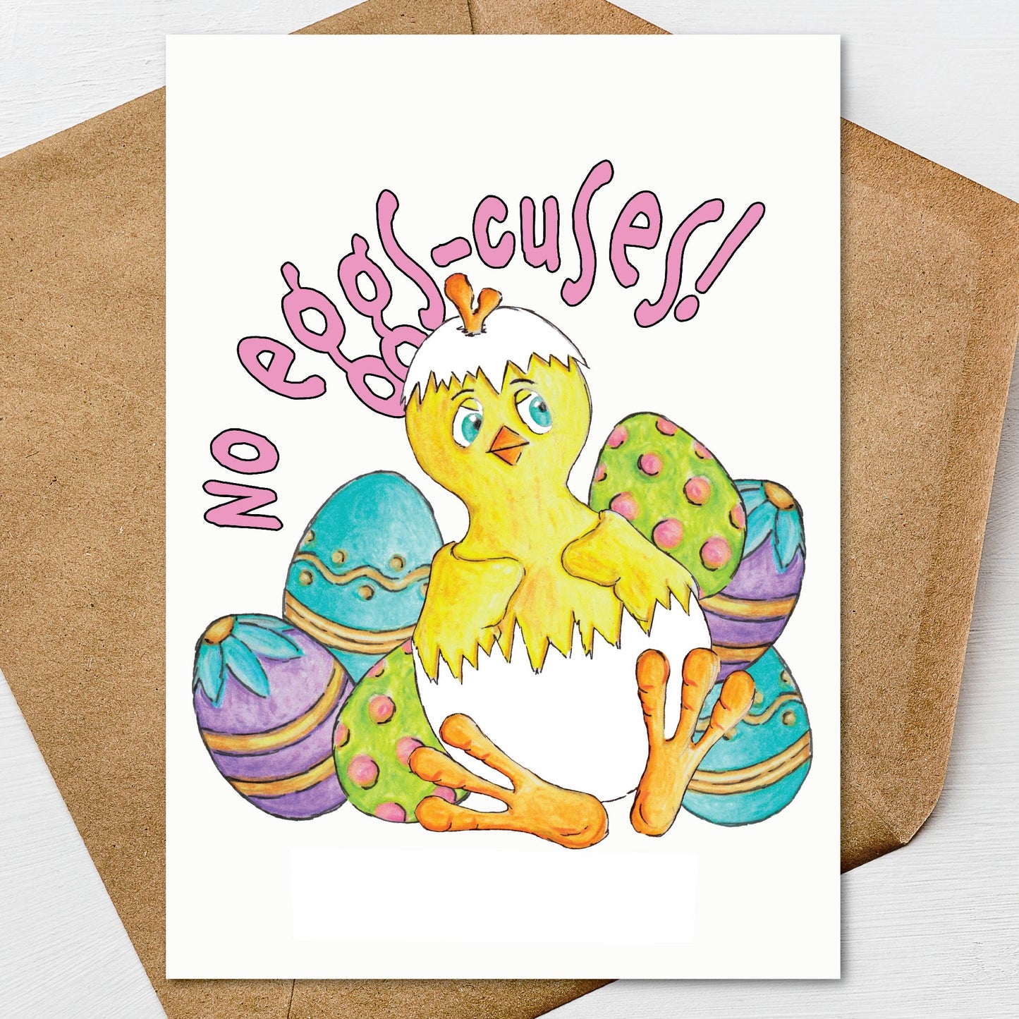Printable No Eggs-cuses Happy Easter Greeting Card