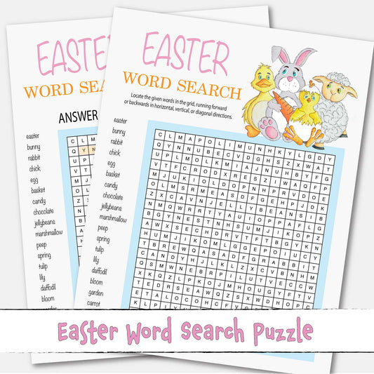 Spring Easter Word Search Look and Find Printable Game Activity Instant Download