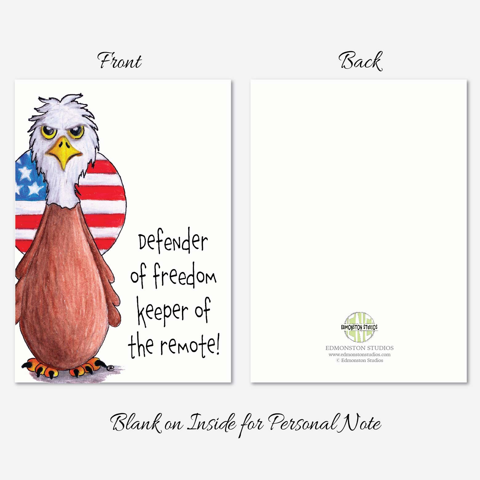 Outside of Funny patriotic eagle Father’s Day Card
