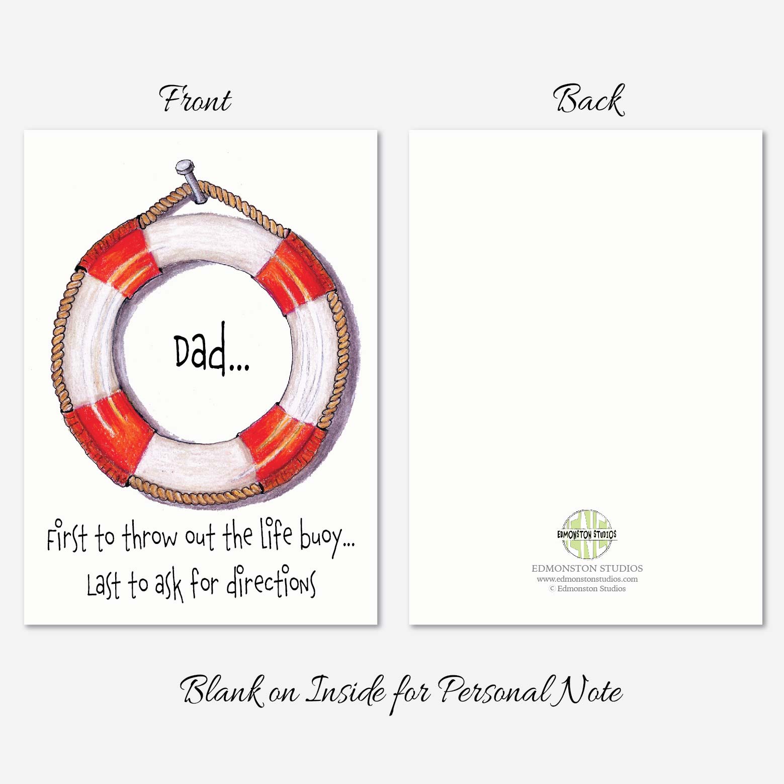 Funny Father’s Day life buoy card outside