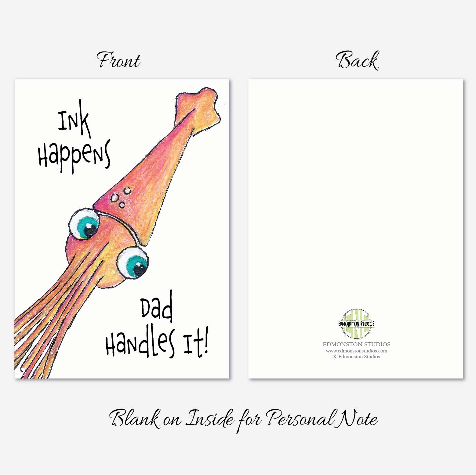 Funny squid Father’s Day card outside