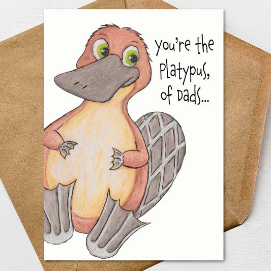 Funny Platypus Father’s Day Card for Dad from Daughter Son, Pun Card 5x7 Personalize